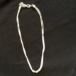 Silver Tone 3 Strand Necklace with 3 beads
